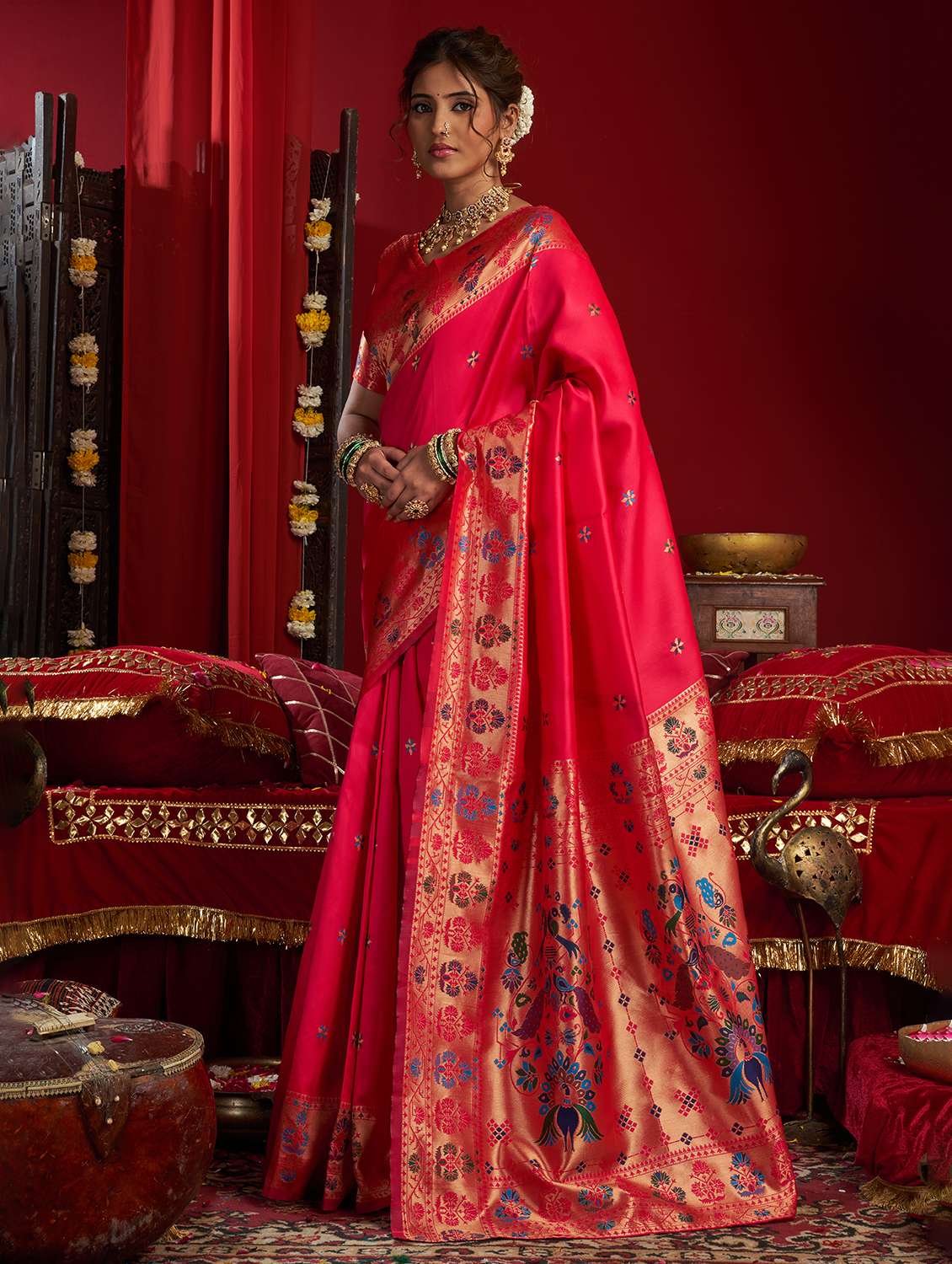 women self design paithani saree with blouse - 22593108 -  Standard Image - 2