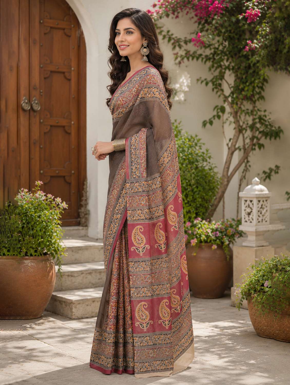 women printed casual wear saree with blouse - 22593190 -  Standard Image - 2