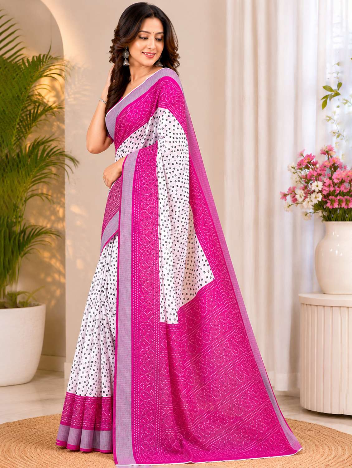 women printed casual wear saree with blouse - 22593193 -  Standard Image - 2