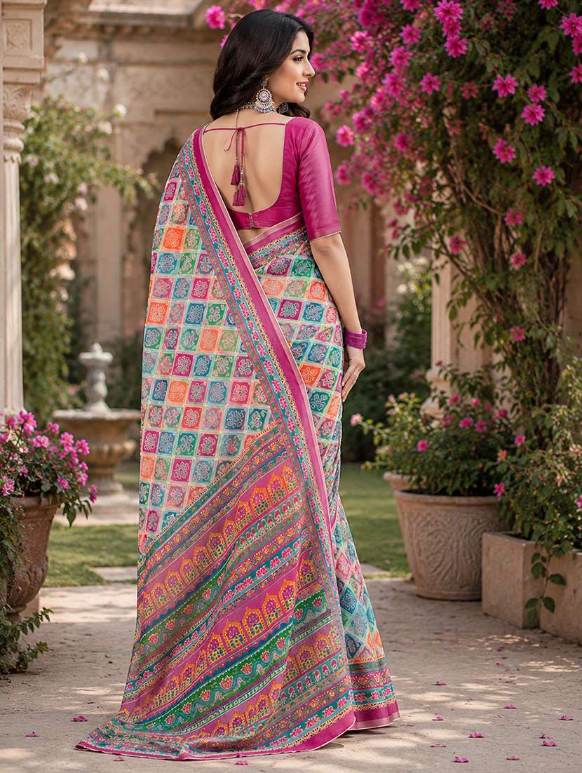 women printed casual wear saree with blouse - 22593205 -  Standard Image - 2