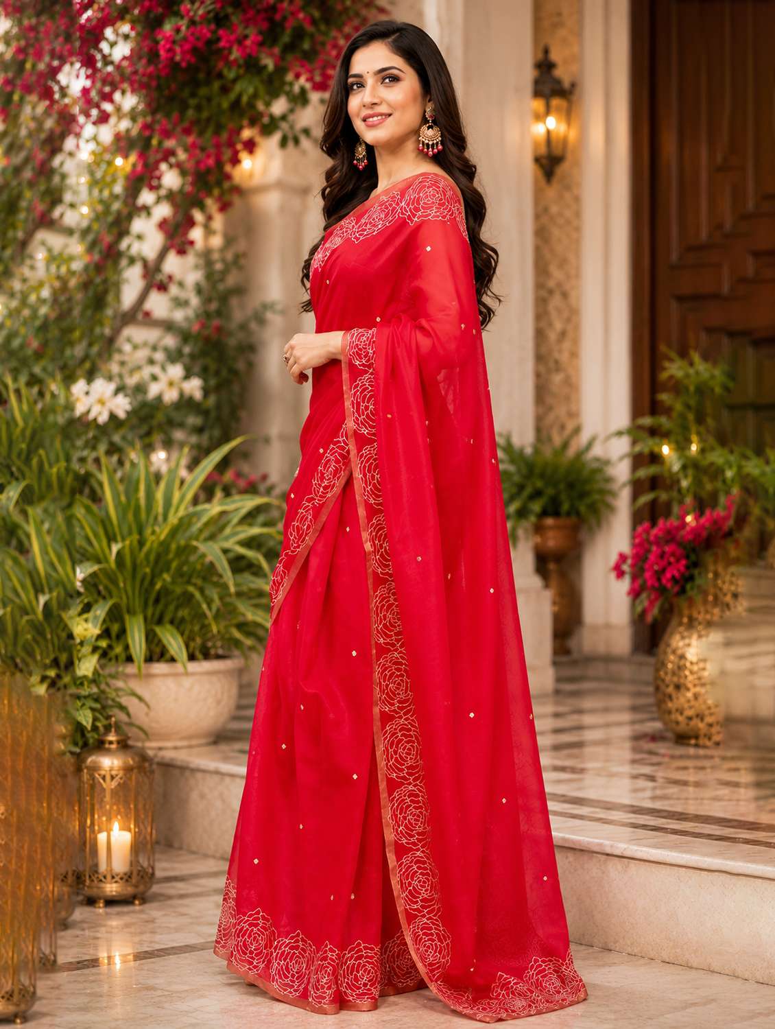 Women Printed Ready To Wear Saree With Blouse - 22593423 -  Standard Image - 2