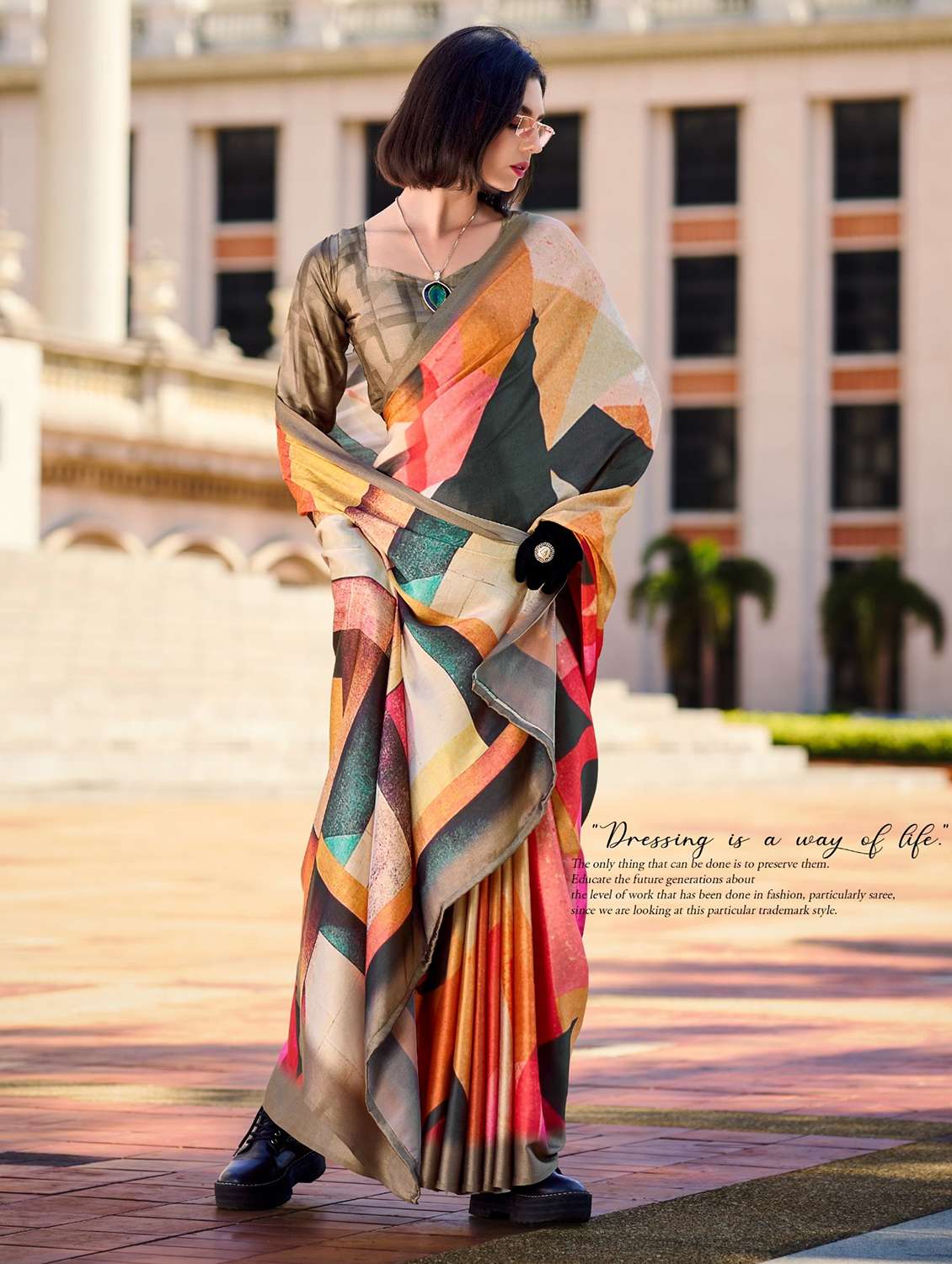 women printed casual wear saree with blouse - 22593465 -  Standard Image - 2