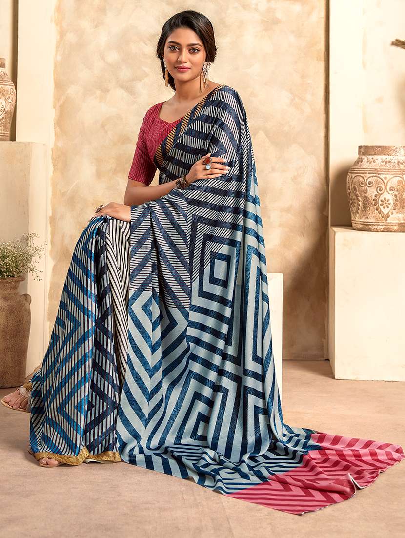 Women Printed Casual Wear Saree With Blouse - 22593500 -  Standard Image - 2