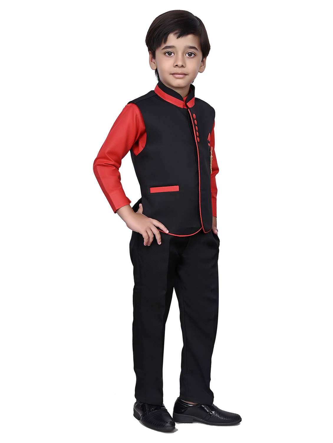 Boys Solid Long Sleeves Suit Set - 22593528 -  Standard Image - 2