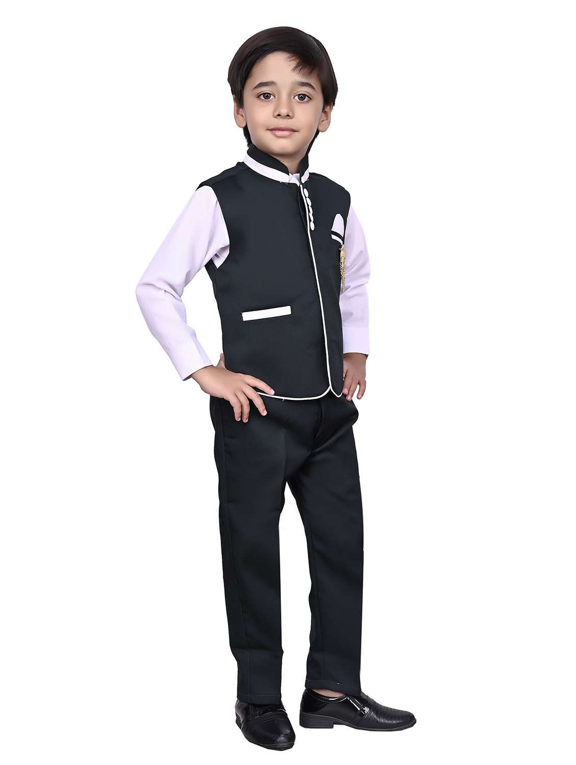 Boys Solid Long Sleeves Suit Set - 22593531 -  Standard Image - 2
