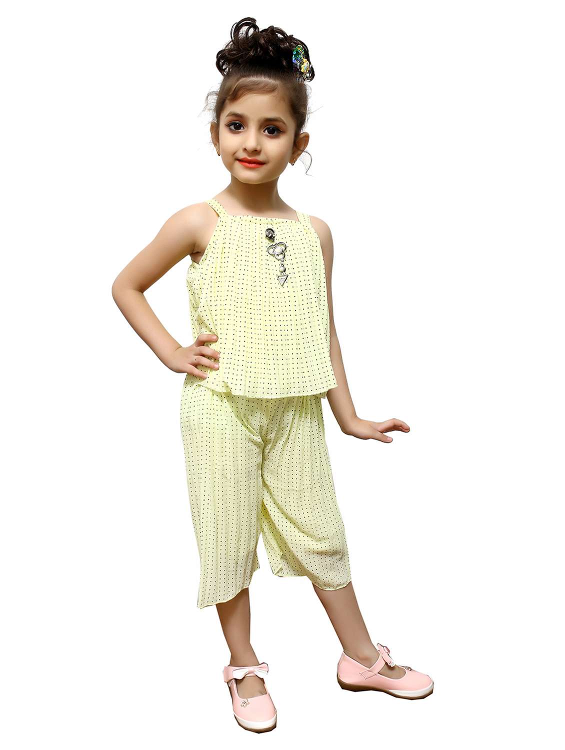 girls printed sleeveless top and capri set - 22593579 -  Standard Image - 2