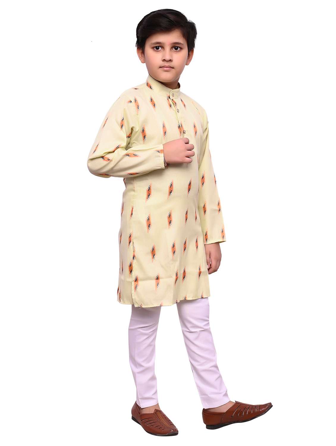 boys printed mandarin neck kurta set - 22593606 -  Standard Image - 2