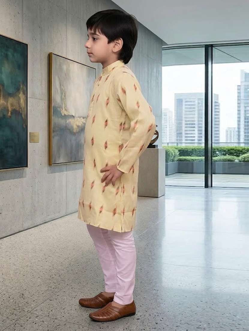 Boys Printed Mandarin Neck Kurta Set - 22593606 -  Standard Image - 2