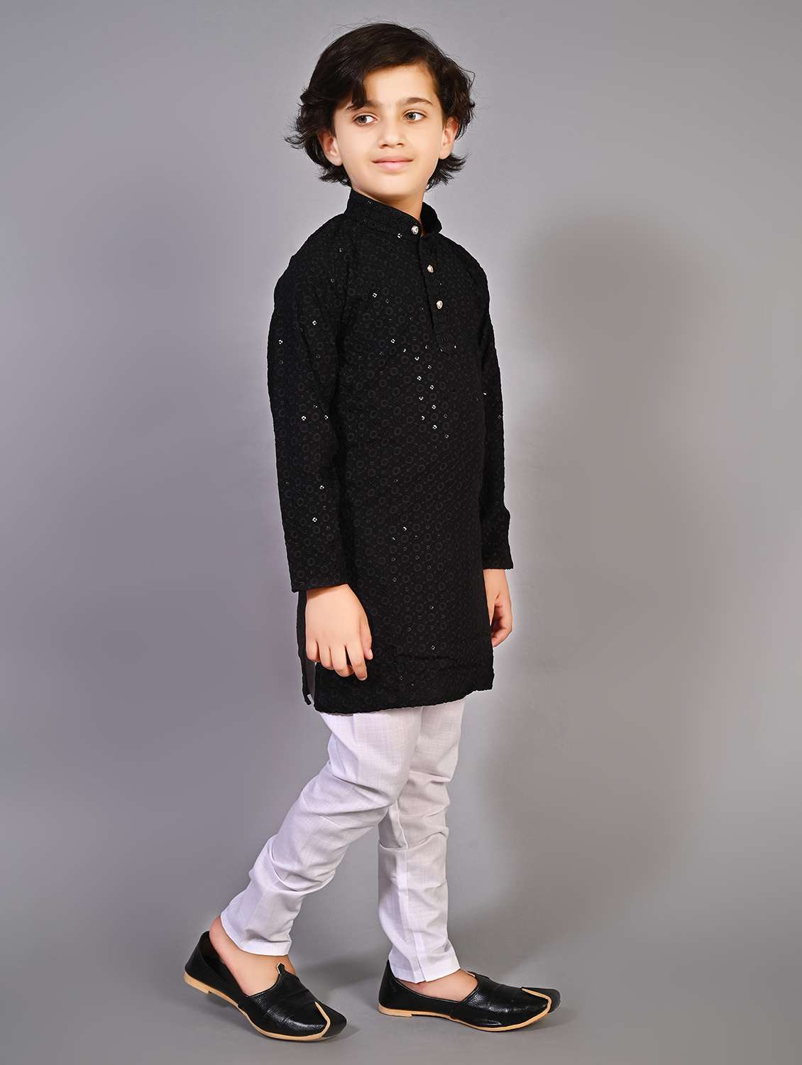 Boys Embroidered Mandarin Neck Kurta Set - 22593612 -  Standard Image - 2