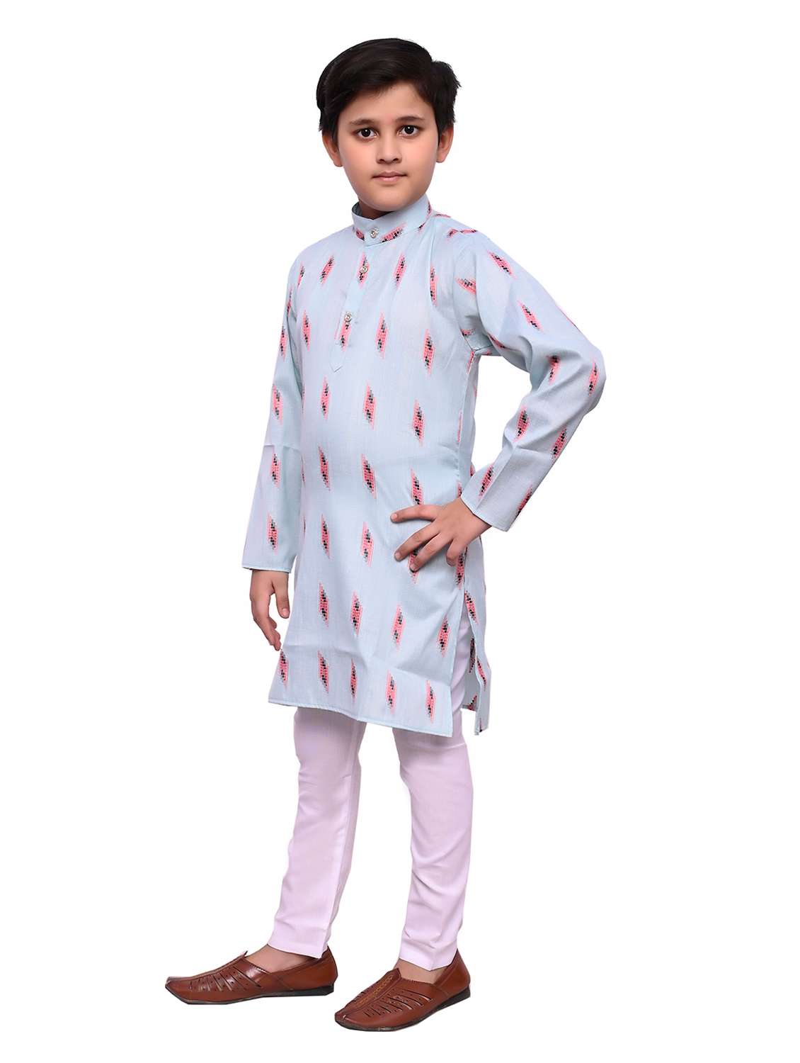 Boys Printed Mandarin Neck Kurta Set - 22593618 -  Standard Image - 2