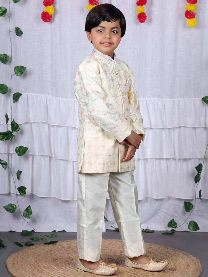 boys self design mandarin neck kurta set - 22593619 -  Standard Image - 2
