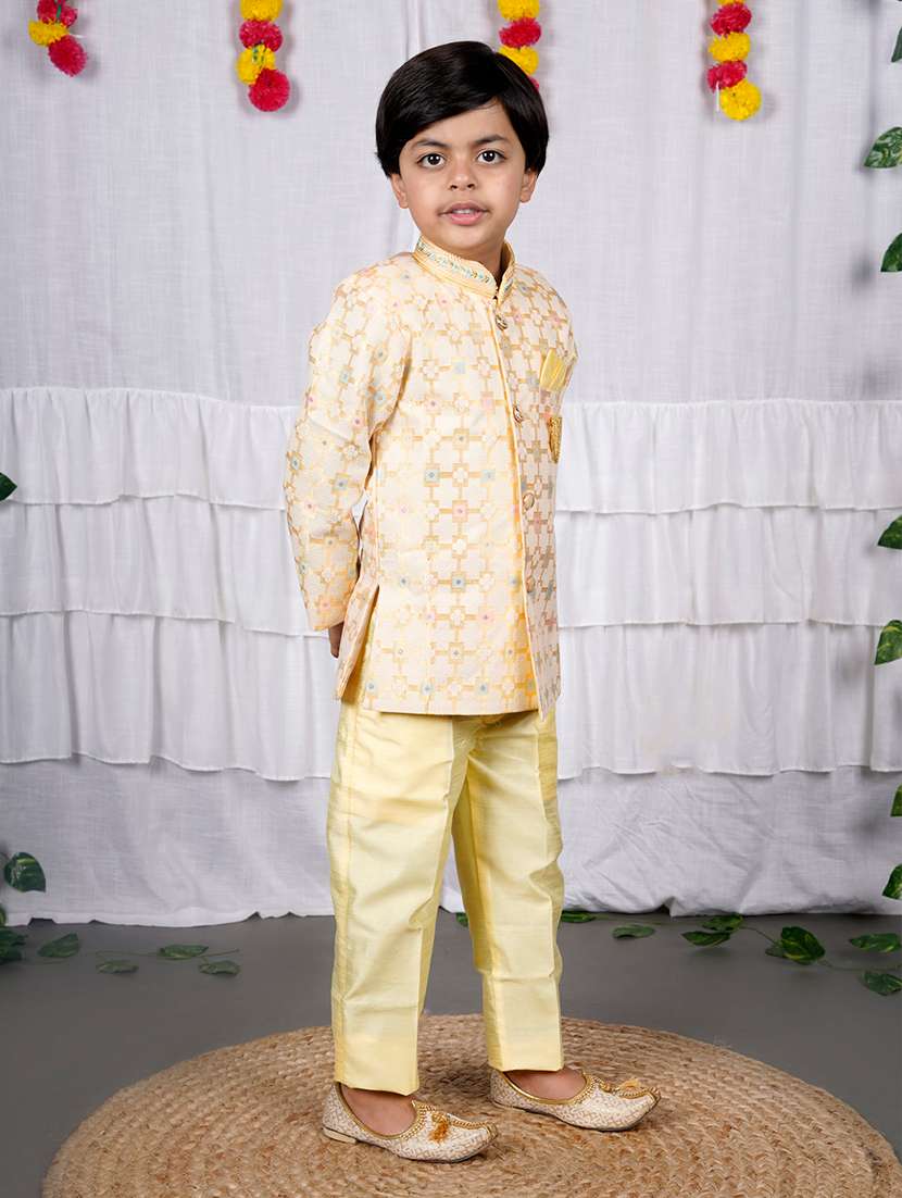 boys self design mandarin neck kurta set - 22593621 -  Standard Image - 2