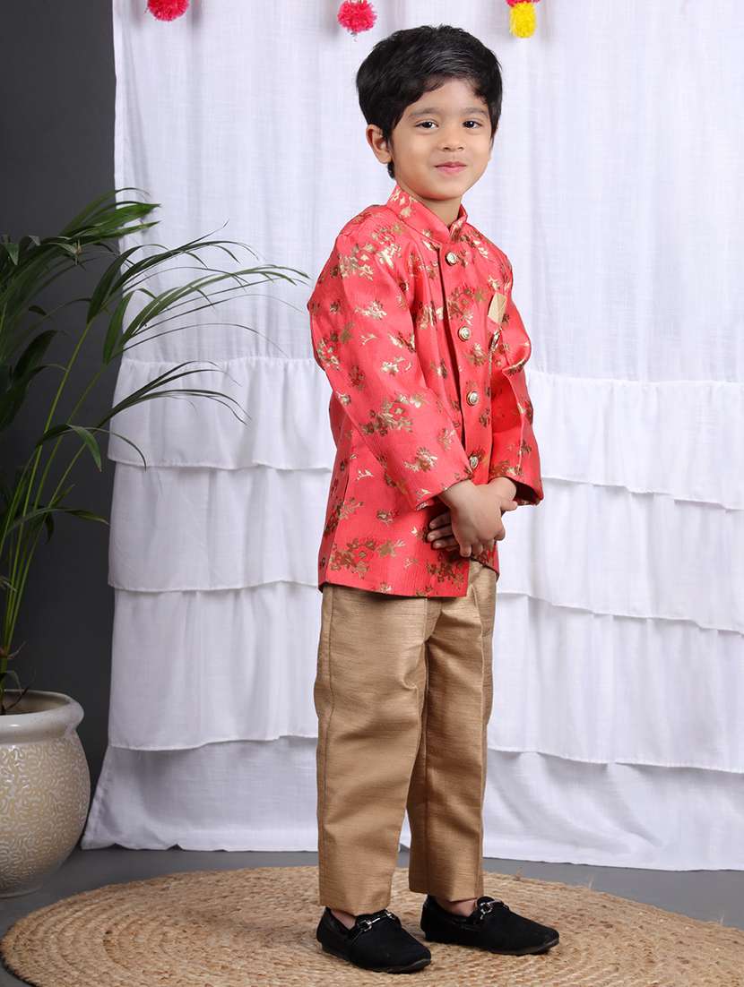 boys printed mandarin neck kurta set - 22593623 -  Standard Image - 2