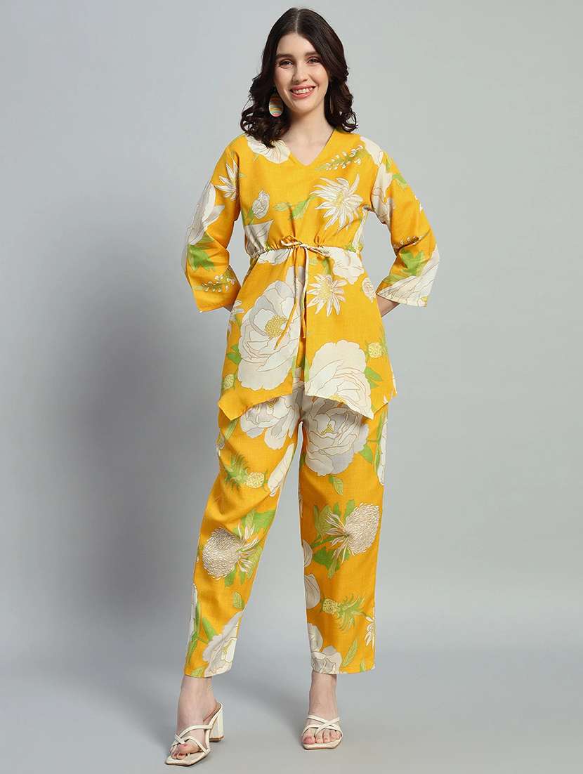 women printed three quarter sleeves ethnic co-ord set - 22593627 -  Standard Image - 2