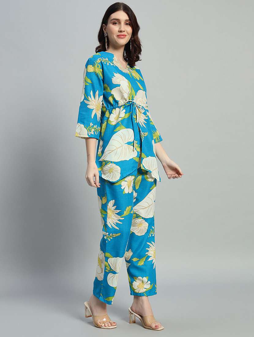 women printed three quarter sleeves ethnic co-ord set - 22593630 -  Standard Image - 2
