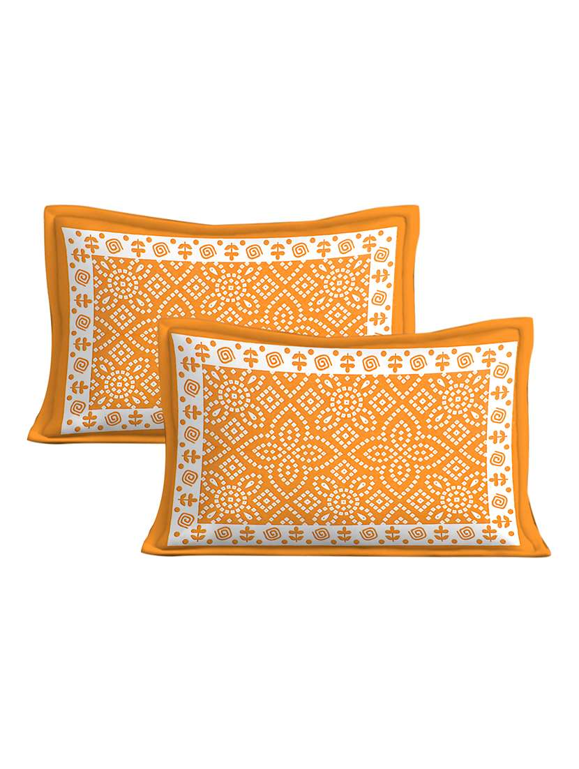 kivo bedsheets 100% pure cotton jaipuri print double bedsheet with 2 pillow covers-size 85x90 inchs - 22593776 -  Standard Image - 2