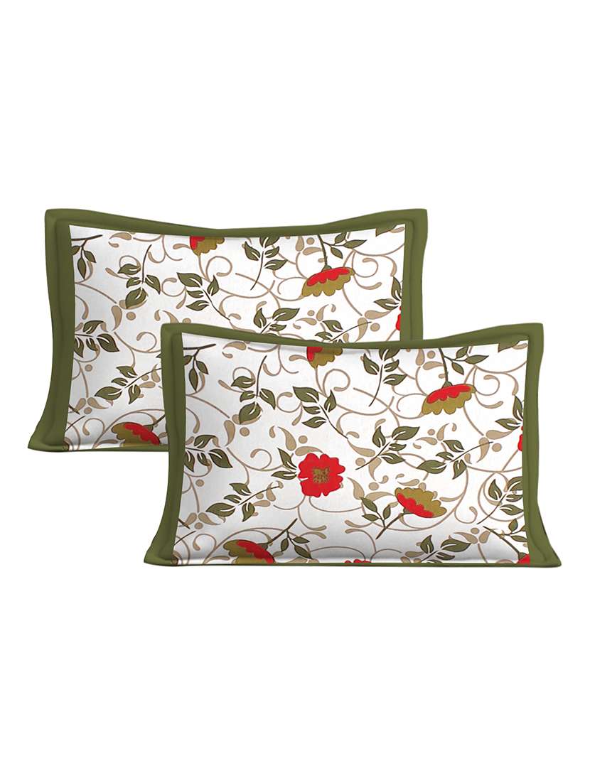 kivo bedsheets 100% pure cotton jaipuri print double bedsheet with 2 pillow covers-size 85x90 inchs - 22593784 -  Standard Image - 2