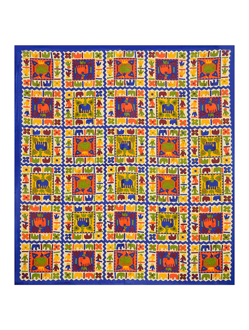 kivo bedsheets 100% pure cotton jaipuri print double bedsheet with 2 pillow covers-size 85x90 inchs - 22593788 -  Standard Image - 2