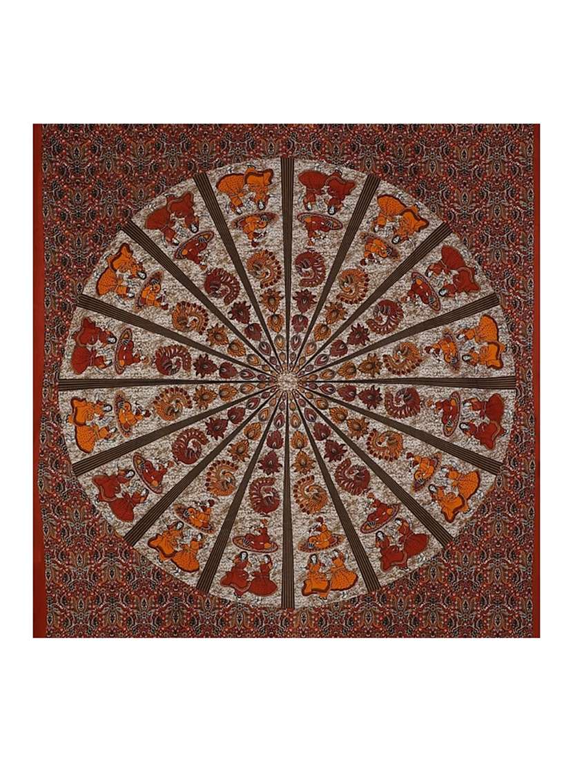 kivo bedsheets 100% pure cotton jaipuri print double bedsheet with 2 pillow covers-size 85x90 inchs - 22593792 -  Standard Image - 2