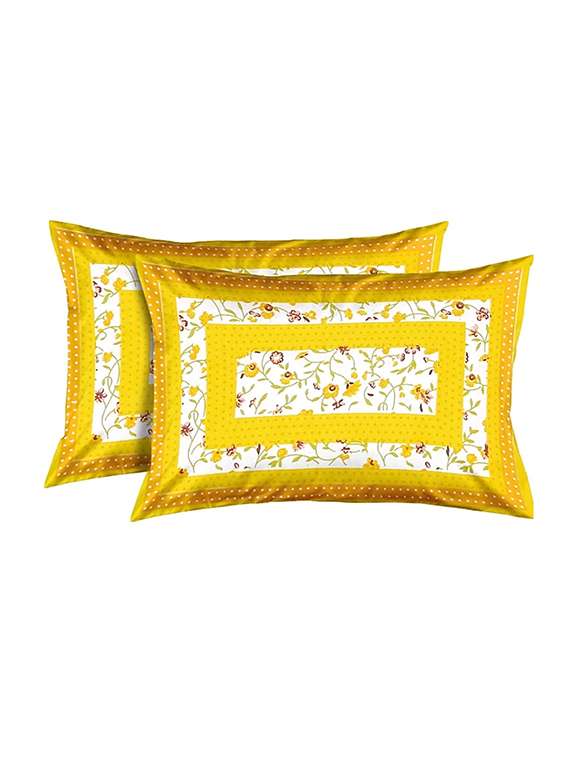 kivo bedsheets 100% pure cotton jaipuri print double bedsheet with 2 pillow covers-size 85x90 inchs - 22593794 -  Standard Image - 2