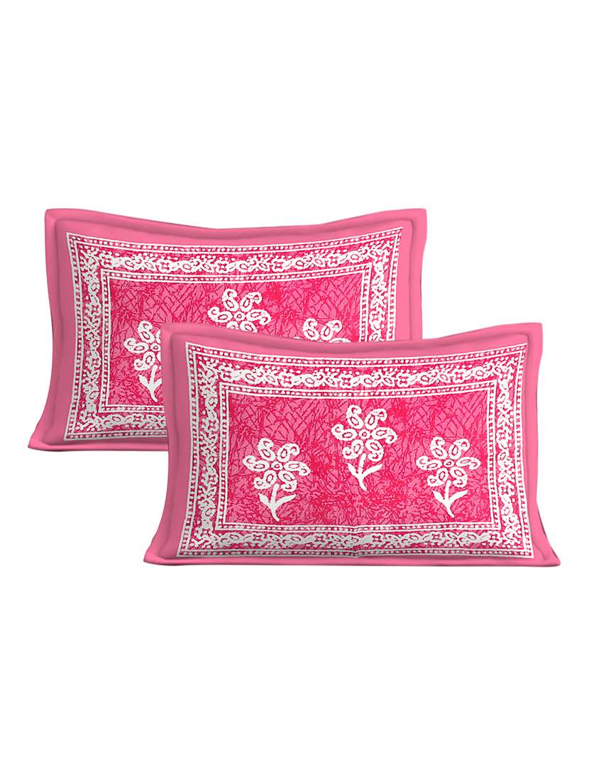 kivo bedsheets 100% pure cotton jaipuri print double bedsheet with 2 pillow covers-size 85x90 inchs - 22593800 -  Standard Image - 2