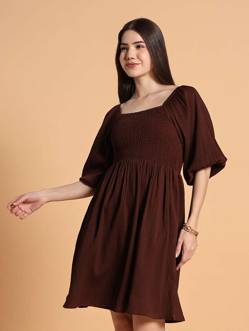 women solid short sleeves a-line dress - 22594145 -  Standard Image - 2