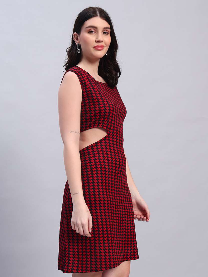 women printed cap sleeves sheath dress - 22594158 -  Standard Image - 2