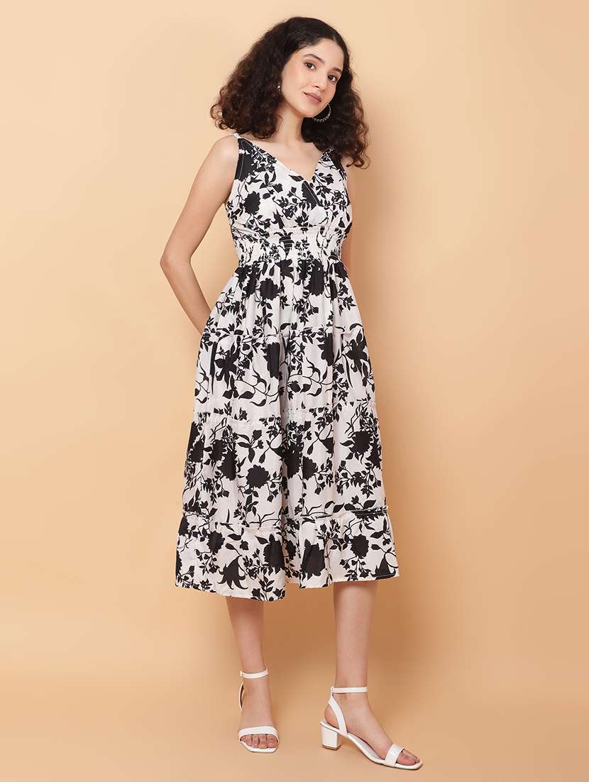 women printed sleeveless tiered dress - 22594168 -  Standard Image - 2
