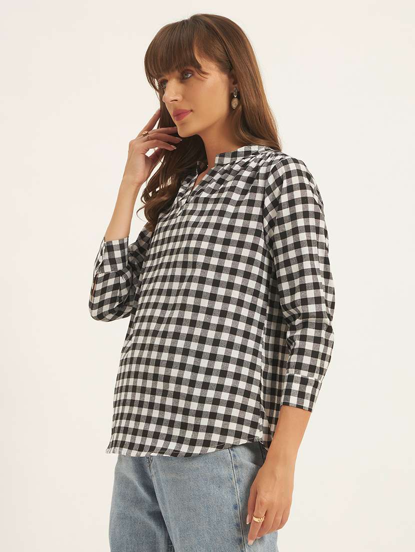 women printed three quarter sleeves regular top - 22594183 -  Standard Image - 2