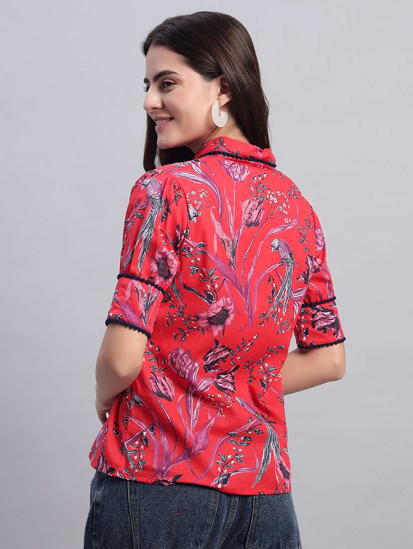 Women Printed Short Sleeves Short Style Top - 22594200 -  Standard Image - 2