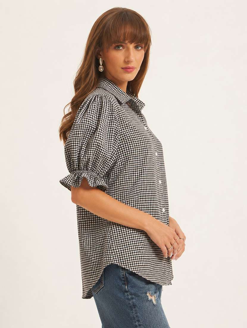 women printed puff sleeves regular fit shirt - 22594209 -  Standard Image - 2