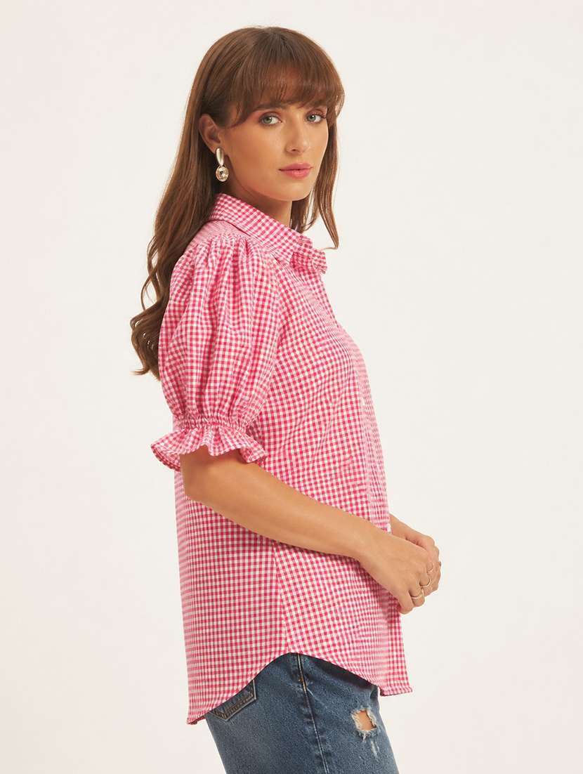 women printed puff sleeves regular fit shirt - 22594210 -  Standard Image - 2