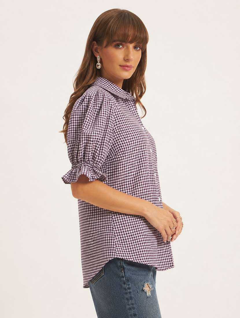 women printed puff sleeves regular fit shirt - 22594211 -  Standard Image - 2