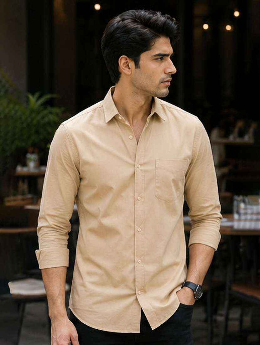 Men Solid Long Sleeve Regular Fit Casual Shirt - 22594306 -  Standard Image - 2
