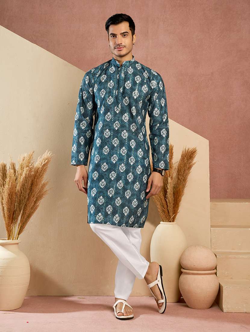 Men Printed Mandarin Neck Kurta Pyjama Set - 22594464 -  Standard Image - 2