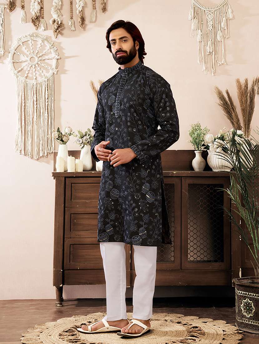 Men Embroidered Mandarin Neck Kurta Pyjama Set - 22594469 -  Standard Image - 2