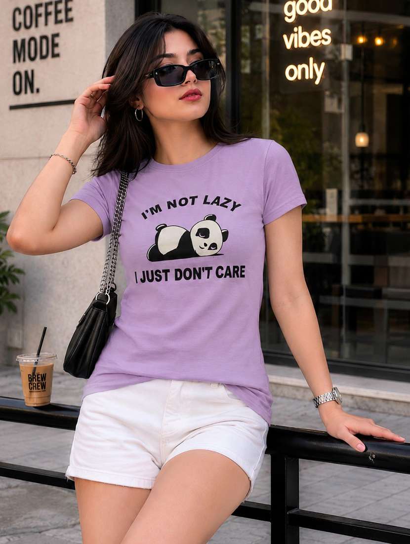 women printed short sleeve regular fit t-shirt