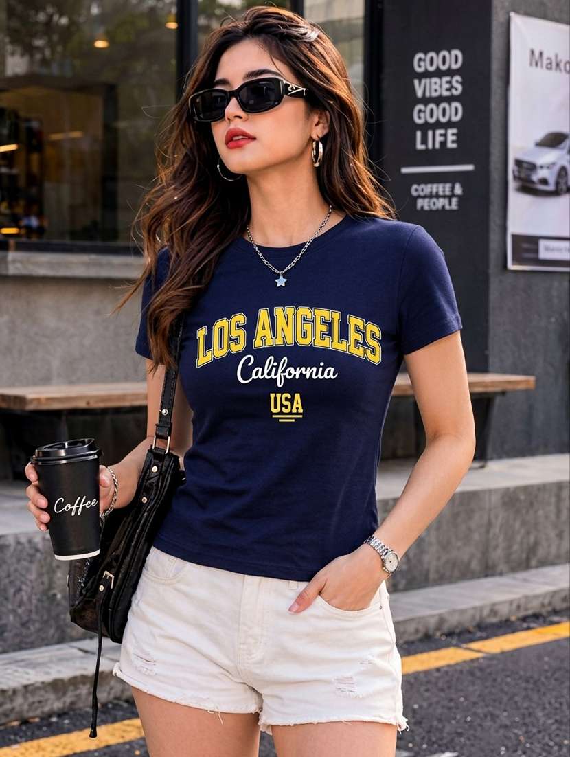 women printed short sleeve regular fit t-shirt - 22594499 -  Standard Image - 2