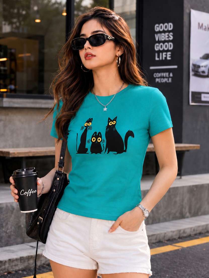women printed short sleeve regular fit t-shirt - 22594505 -  Standard Image - 2