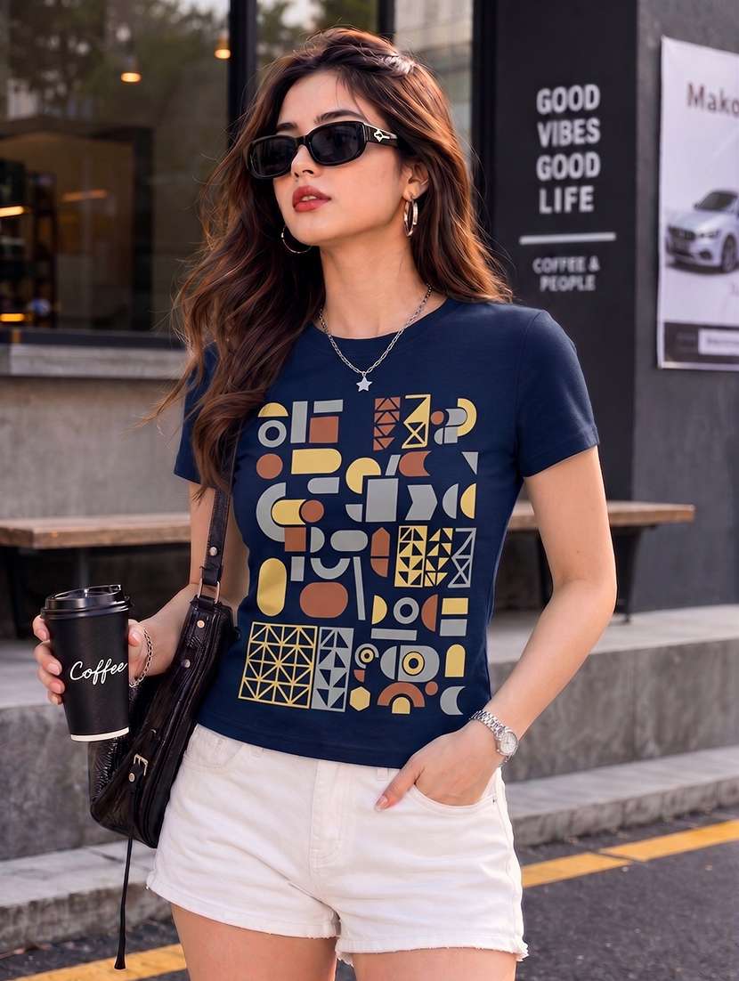 women printed short sleeve regular fit t-shirt - 22594514 -  Standard Image - 2
