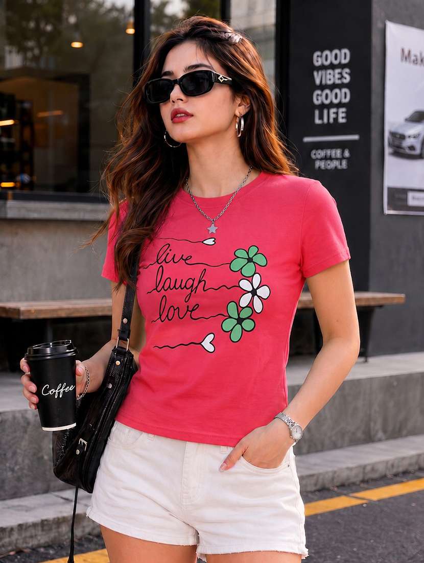 women printed short sleeve regular fit t-shirt - 22594523 -  Standard Image - 2