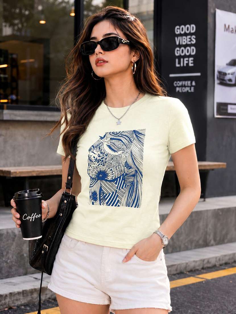 women printed short sleeve regular fit t-shirt - 22594541 -  Standard Image - 2