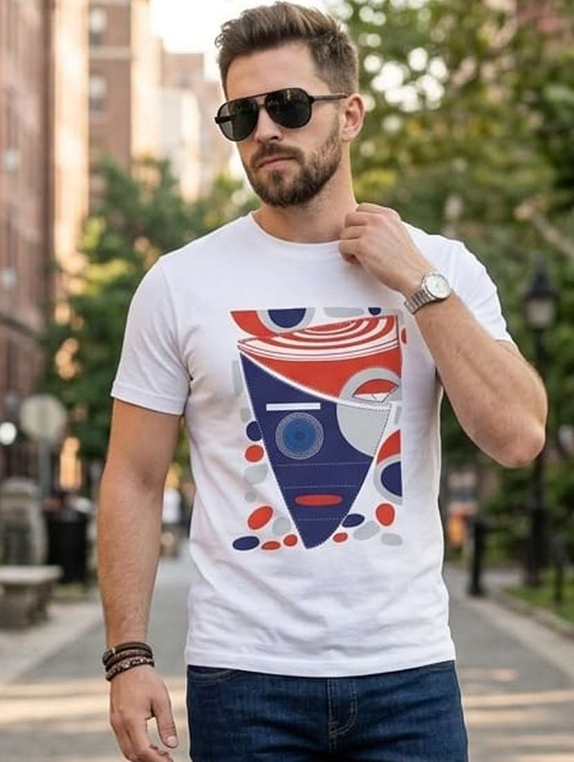 men printed short sleeve regular fit t-shirt