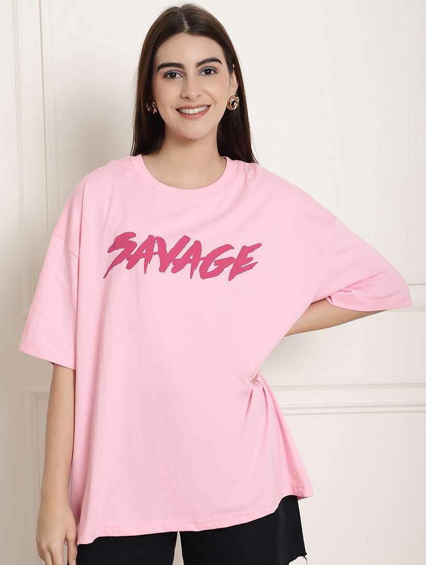women printed short sleeve oversized t-shirt - 22594591 -  Standard Image - 2