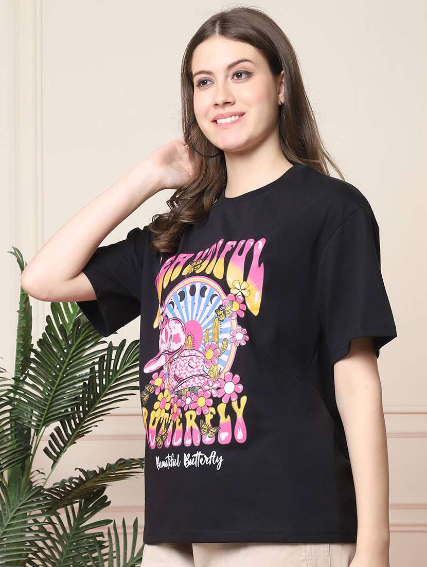 women printed short sleeve oversized t-shirt - 22594600 -  Standard Image - 2