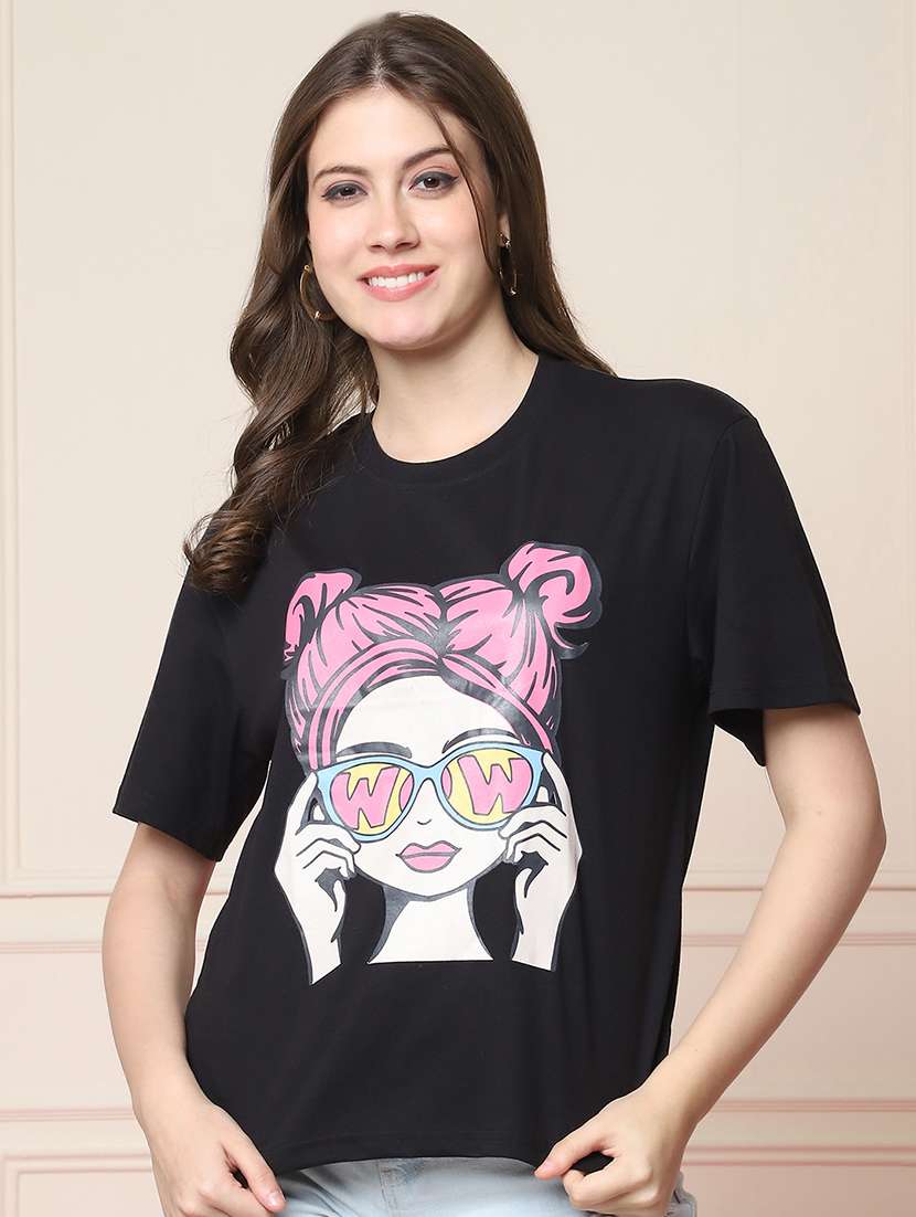 Women Printed Short Sleeve Oversized T-shirt - 22594604 -  Standard Image - 2