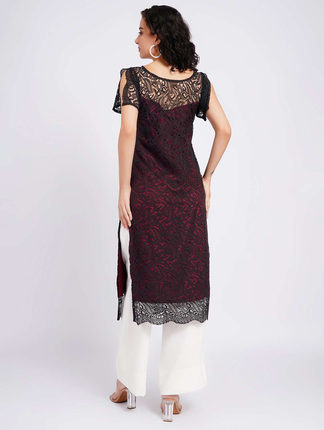 women self design short sleeves straight kurta - 22594613 -  Standard Image - 2