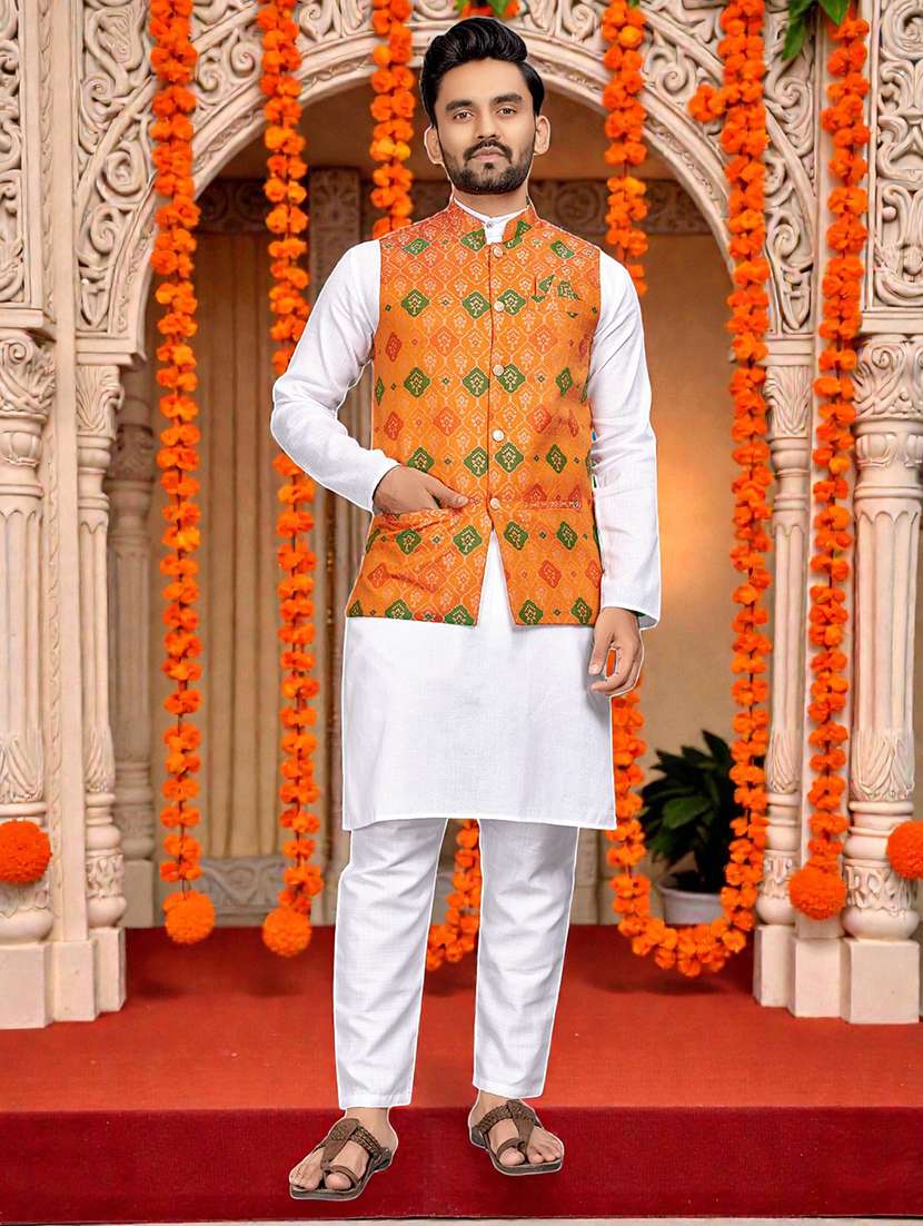men self design mandarin neck nehru jacket - 22595100 -  Standard Image - 2