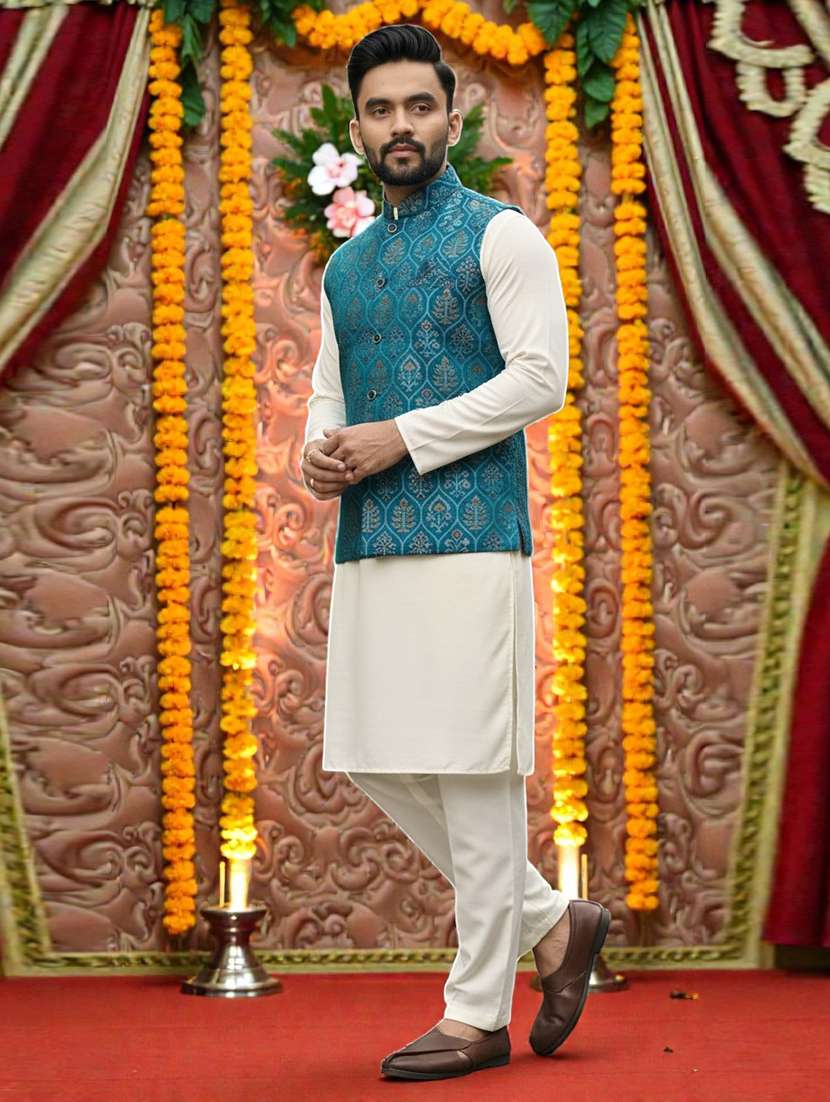 men self design mandarin neck nehru jacket - 22595104 -  Standard Image - 2