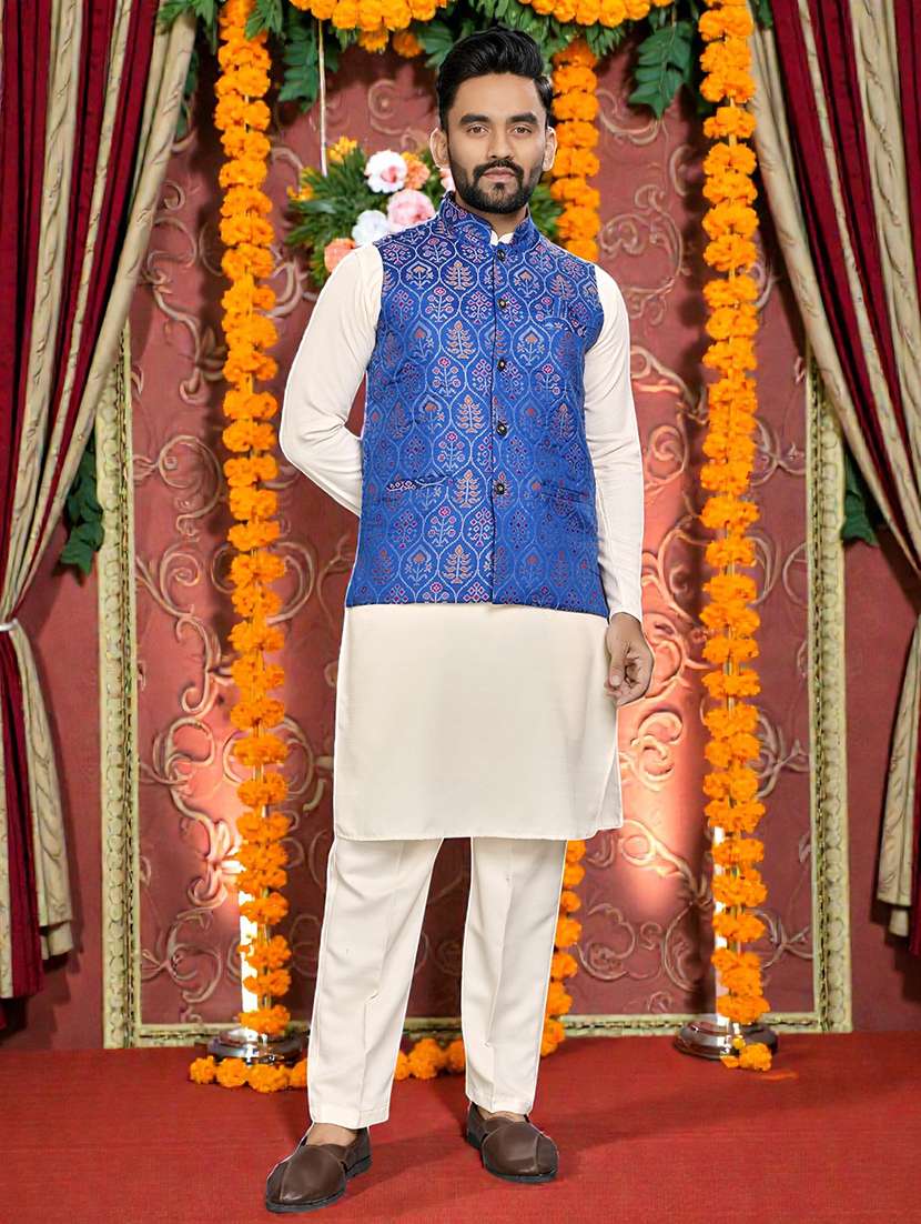men self design mandarin neck nehru jacket - 22595105 -  Standard Image - 2